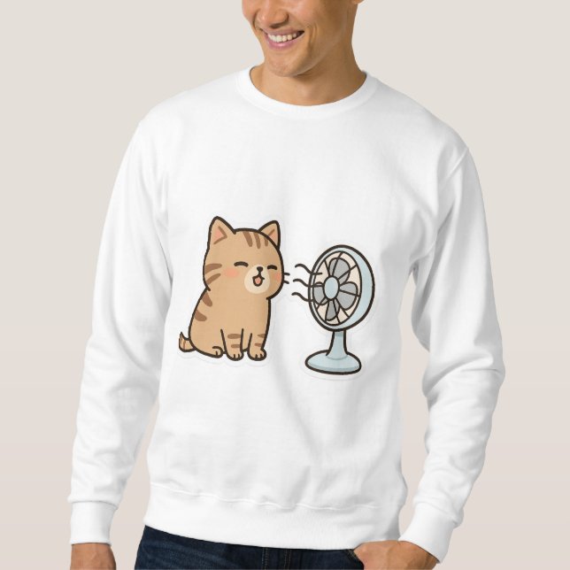 Sweatshirt Chill Cat by the Fan - Joli Sticker d'été" (Devant)