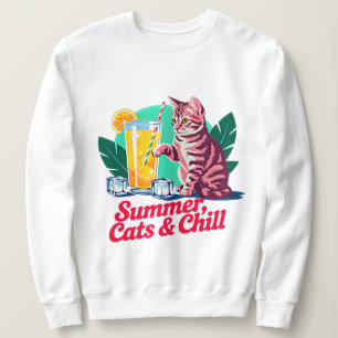 Sweatshirt chill de chat d'été pour femmes - Tropical Rétro
