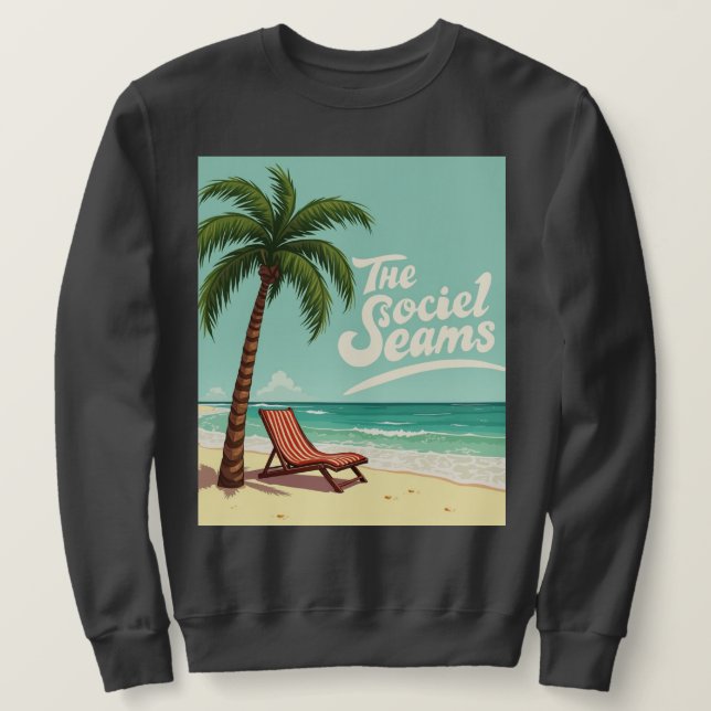 Sweatshirt Chill tropical - Palm Tree & Beach Chair T-Shirt (Design devant)