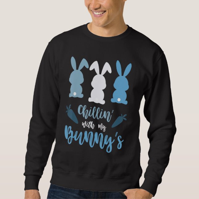 Sweatshirt Chillat Avec Mes Bunnys Lapin Pâques Pâques 2 (Devant)