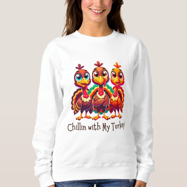 Sweatshirt Chillin avec mes clés Thanksgiving Amusant (Devant)