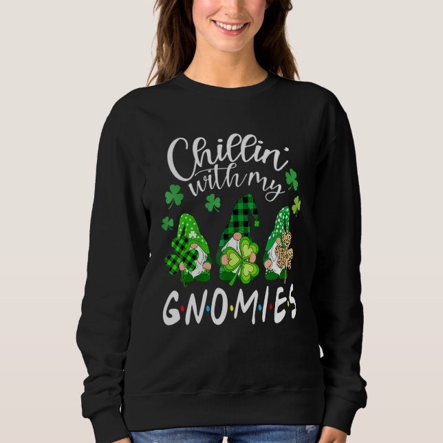 Sweatshirt Chillin Avec Mes Gnomes Leopard St Patrick Day Iri (Devant)