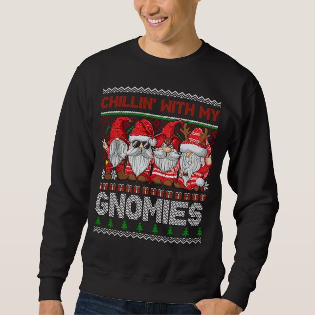 Sweatshirt Chillin Avec Mes Gnomes Mauvais Gnome Noël Rouge (Devant)