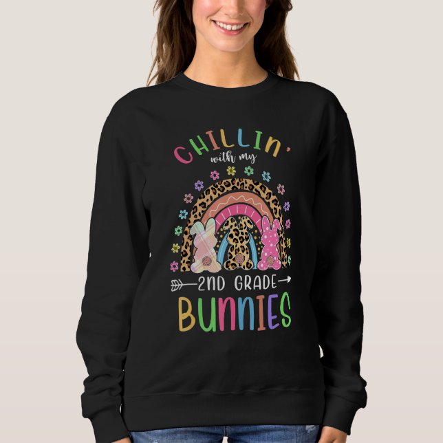Sweatshirt Chillin avec mes lapins cutest Enseignant de 2e an (Devant)