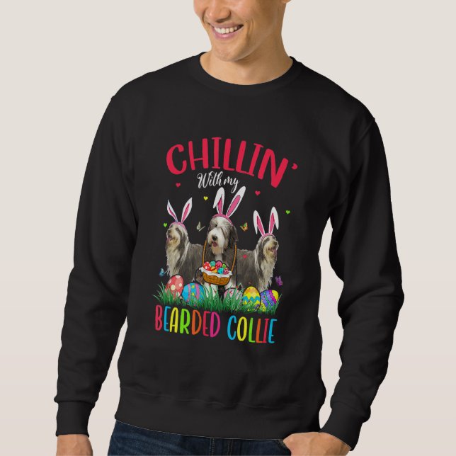 Sweatshirt Chillin' Avec Mon Collie Arboré Oeufs De Pâques Jo (Devant)