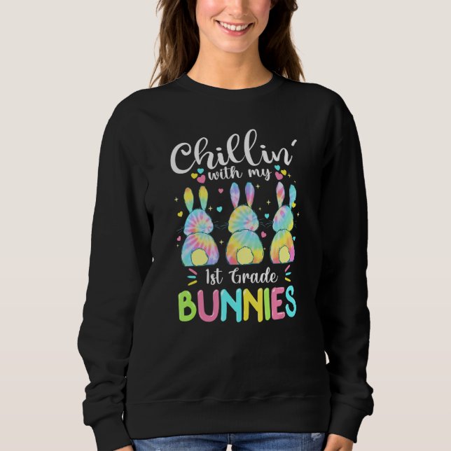 Sweatshirt Chillin avec mon lapin de 1ère année Teac de Pâque (Devant)