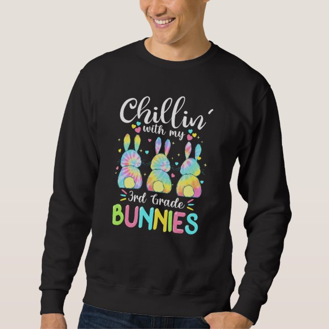 Sweatshirt Chillin avec mon lapin de 3e année Teac de Pâques (Devant)