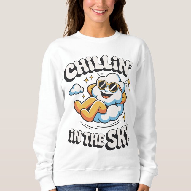 Sweatshirt Chillin' in the Sky Retro Cloud Design pour l'été (Devant)