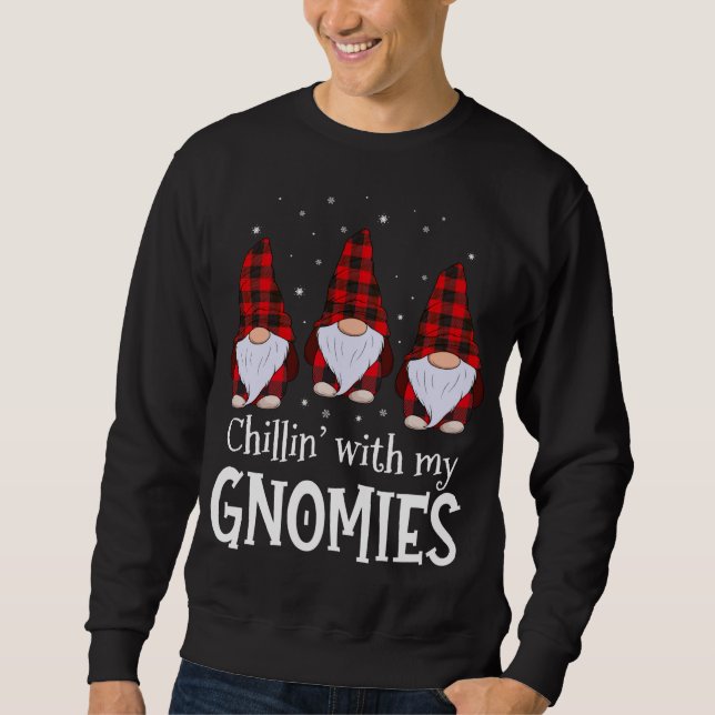 Sweatshirt Chillin' with My Gnomies Buffalo Red Plaid Christa (Devant)