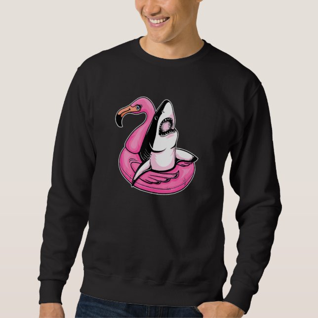 Sweatshirt Chilling Flamant rose de bassin de requins triste  (Devant)