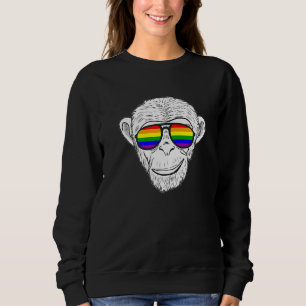 Sweatshirt Chimie De Singe Avec Lunettes De Soleil Arc-En-Cie