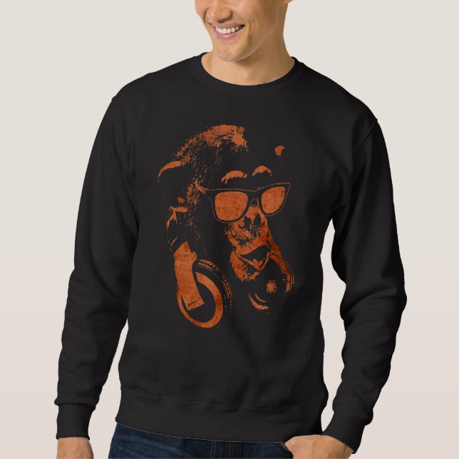 Sweatshirt Chimie De Singe Avec Lunettes De Soleil Et Casque (Devant)