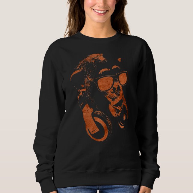 Sweatshirt Chimie De Singe Avec Lunettes De Soleil Et Casque (Devant)