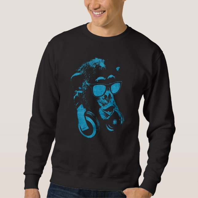 Sweatshirt Chimie De Singe Avec Lunettes De Soleil Et Casque (Devant)