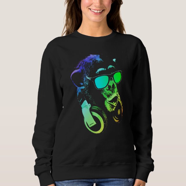 Sweatshirt Chimie De Singe Avec Lunettes De Soleil Et Casque (Devant)