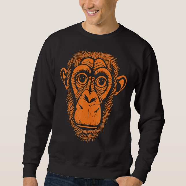 Sweatshirt Chimpanzé orange Ape Not Monkey Cute Chimp (Devant)