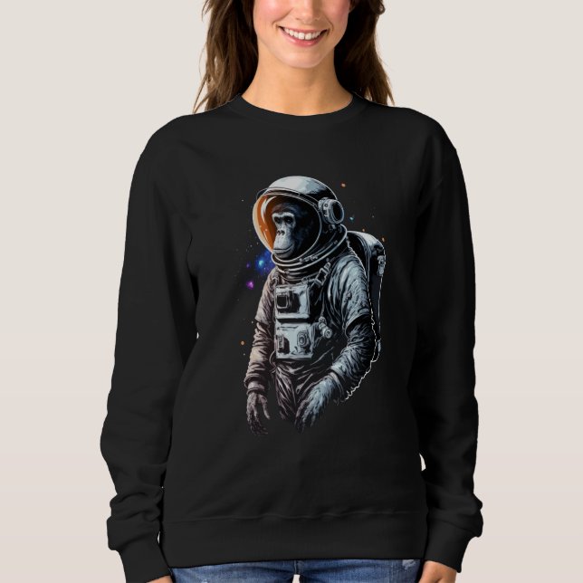 Sweatshirt Chimpanzee Space Astronaut Travel Monkey Vintage   (Devant)