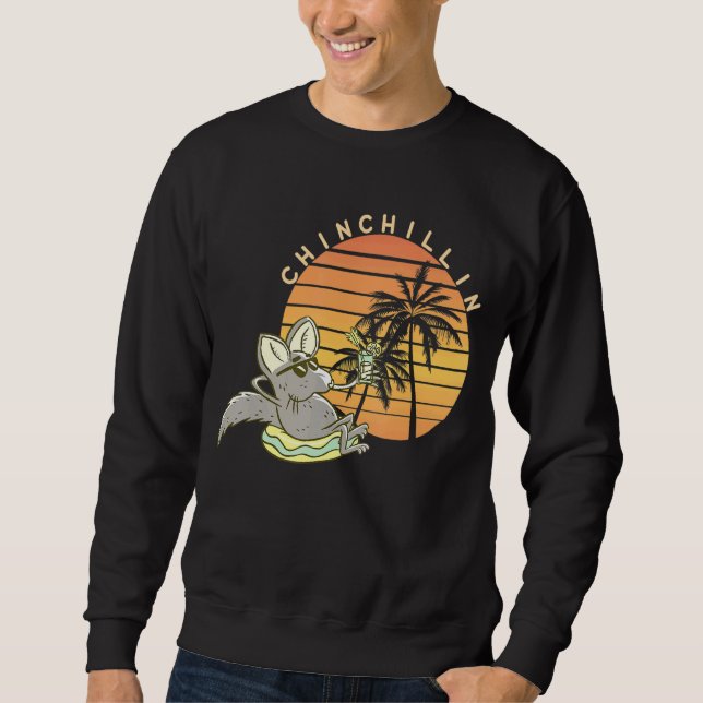Sweatshirt Chinchilla Chillin Coucher de soleil Retro Vintage (Devant)