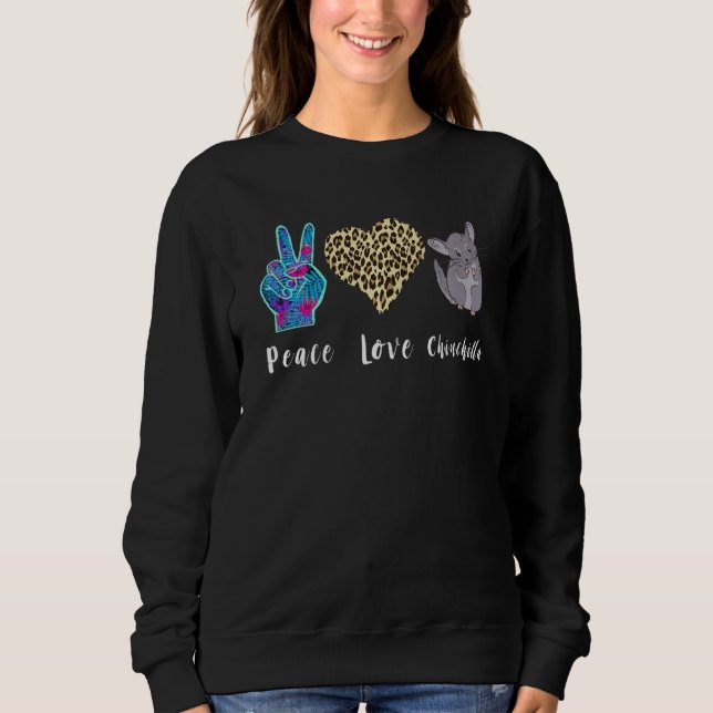 Sweatshirt Chinchilla Leopard Heart Love Paix Chinchilla Pet (Devant)