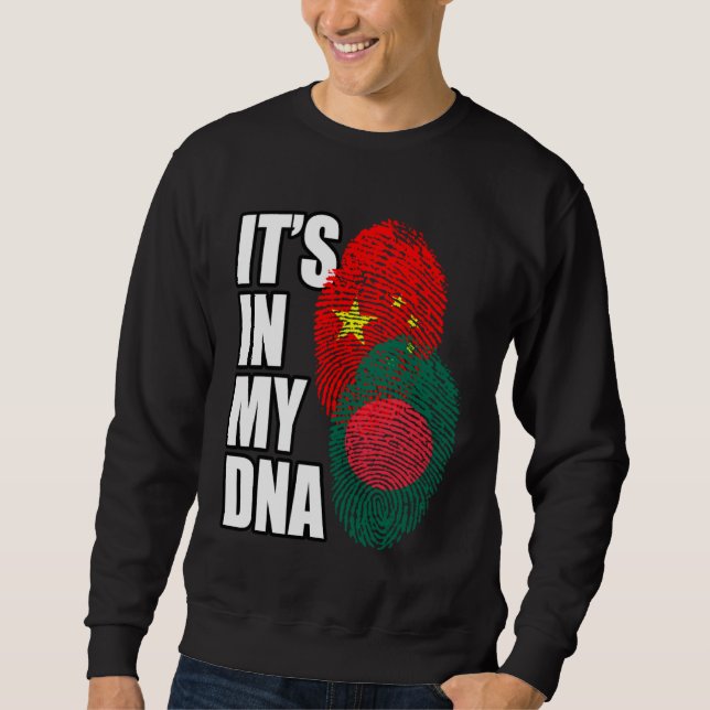 Sweatshirt Chinese And Bangladeshi Mix DNA Flag Heritage (Devant)