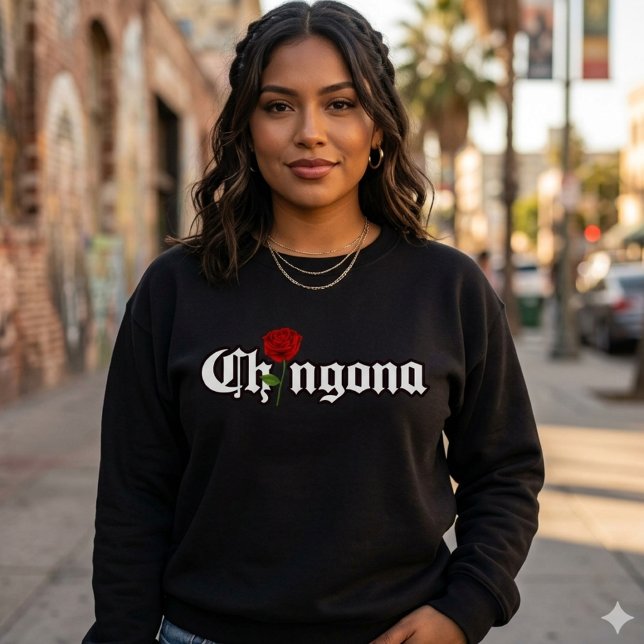 Sweatshirt Chingona sweat-shirt Red Rose (Chingona Red Rose sweatshirt)