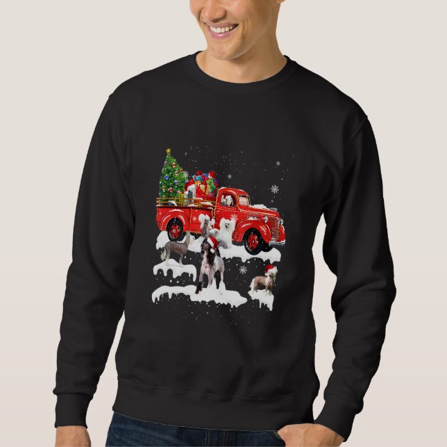 Sweatshirt Chinois Resté équitation Camion Rouge Noël Joyeux  (Devant)