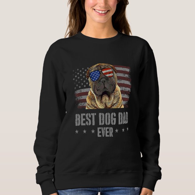 Sweatshirt Chinois Shar Pei Meilleur Chien Papa Jamais Rétro  (Devant)