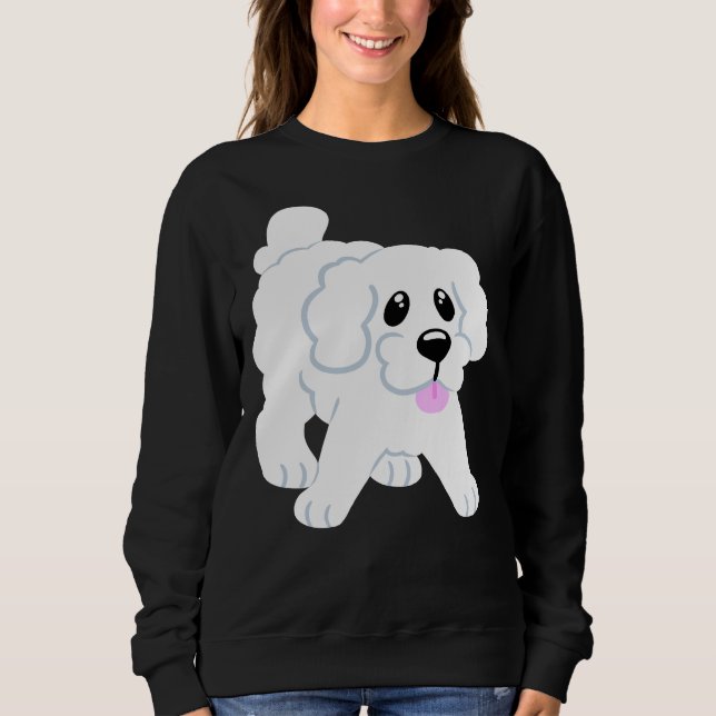Sweatshirt Chiot blanc simple Bleu (Devant)
