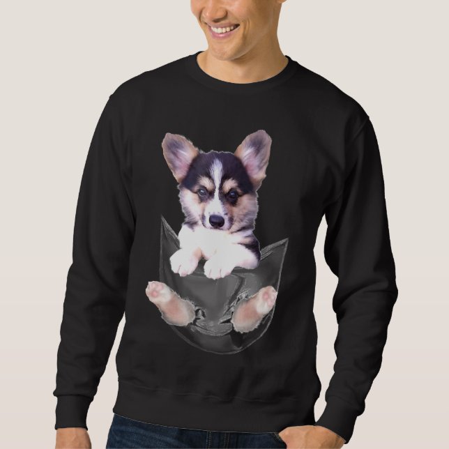 Sweatshirt Chiot De Corgi Dans Une Poche (Devant)