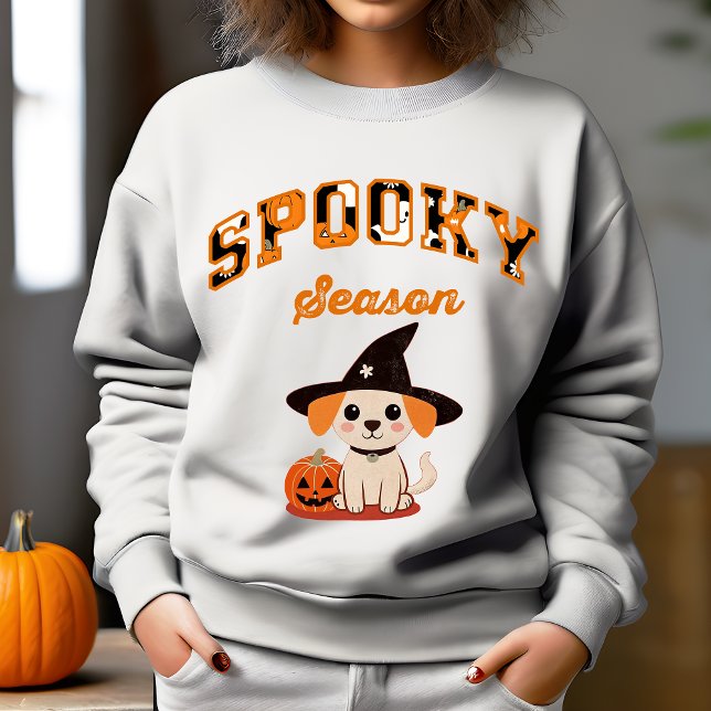 Sweatshirt Chiot d'Halloween de saison éffrayante Jack-o'-lan (Spooky season cute puppy jack-o-lantern Halloween sweatshirt Halloween gifts for her dog lovers gift)