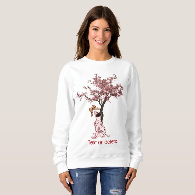 Sweatshirt Chiot Et Papillon Dalmatiens Personnalisés (Devant entier)