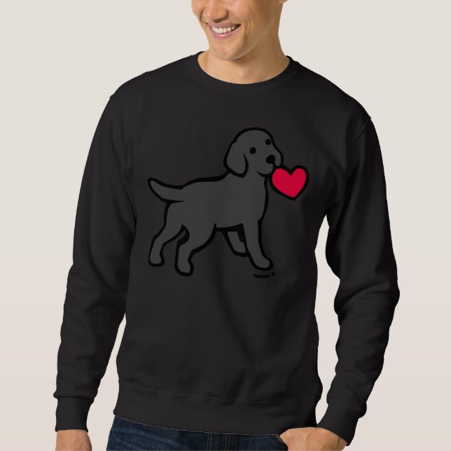 Sweatshirt Chiot Labrador Noir Avec Un Petit Coeur (Devant)