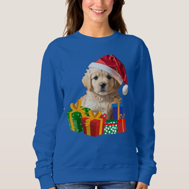 Sweatshirt Chiots de Noël dorés (Devant)