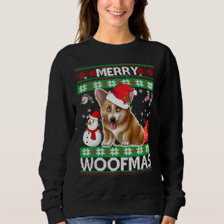Sweatshirt Chiots Welsh Corgi Joyeux Woofmas Noël