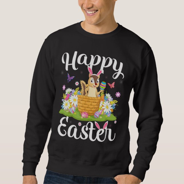 Sweatshirt Chipmunk Chasse aux oeufs de Pâques Floral Chipmun (Devant)