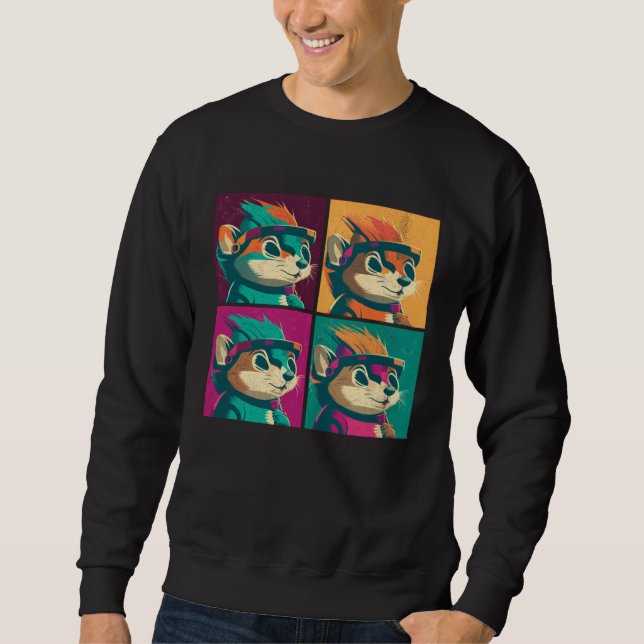Sweatshirt Chipmunk Pop Illustration Colorful Animal Women (Devant)