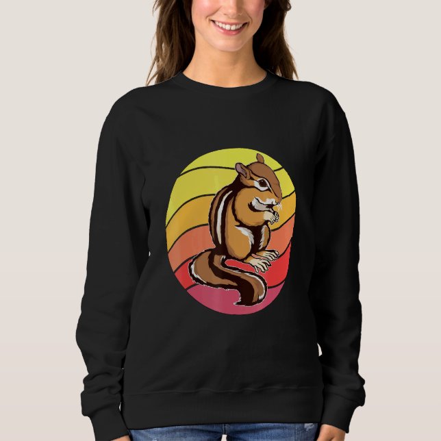 Sweatshirt Chipmunk Retro Sunset Rodent Chipmunks (Devant)