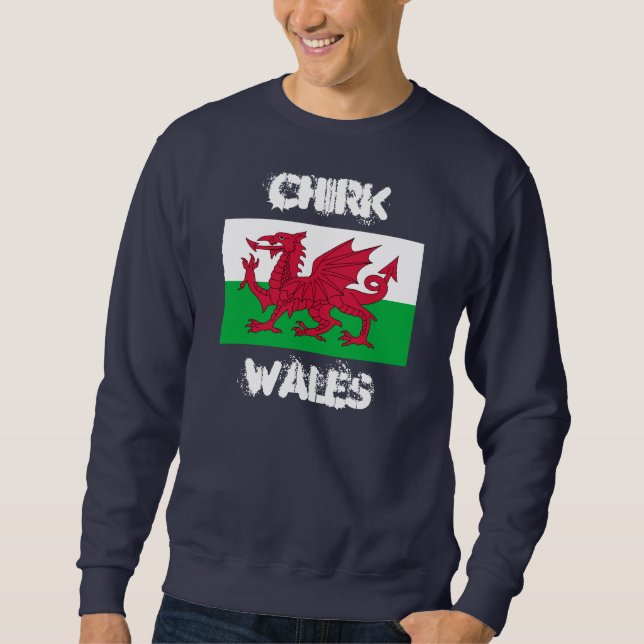 Sweatshirt Chirk, Pays de Galles avec drapeau gallois (Devant)