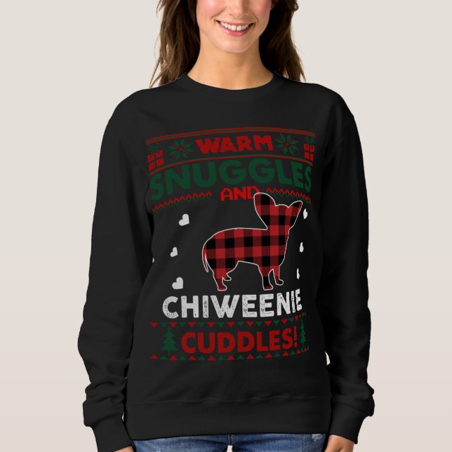 Sweatshirt Chiweenie Amoureux des chiens de Noël Pyjama Ugly  (Devant)