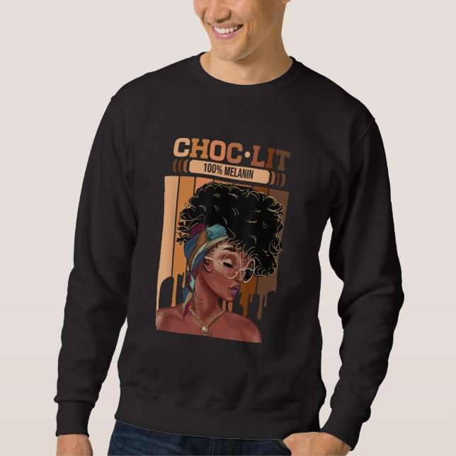 Sweatshirt Choc Lit 100 Melanin Dripping Afro Women (Devant)