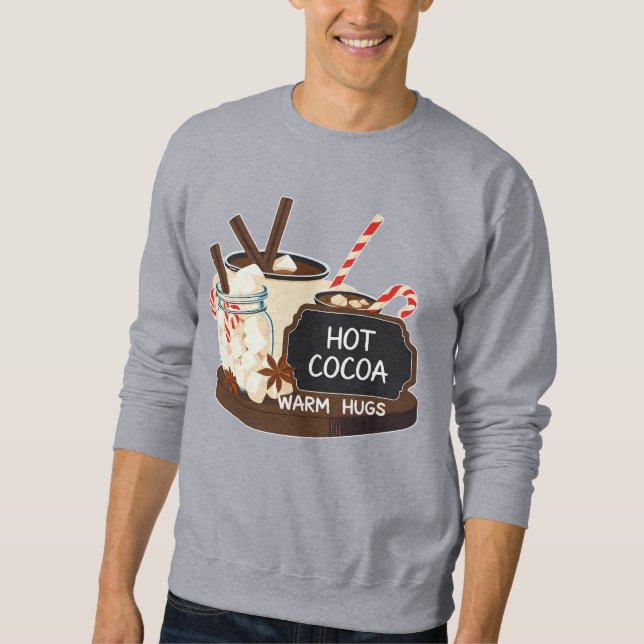 Sweatshirt Chocolat Chaud Câlins Chauds (1) Art de Noël Rétro (Devant)