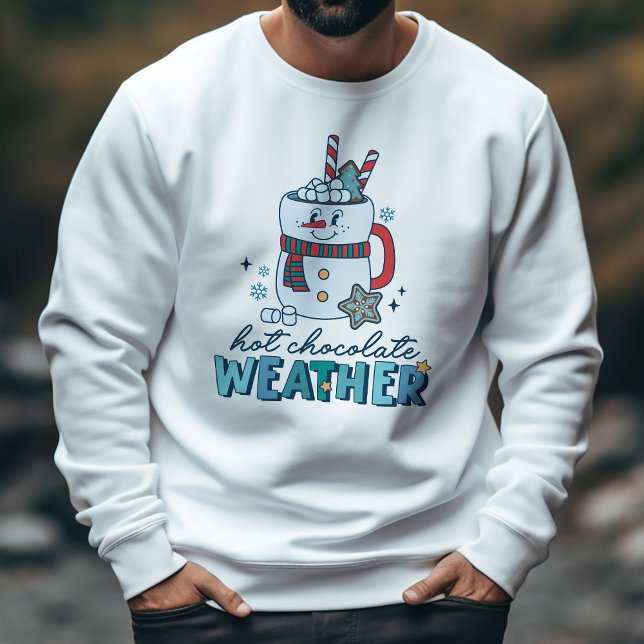 Sweatshirt Chocolat chaud hiver rétro Météo Snowman (Créateur téléchargé)
