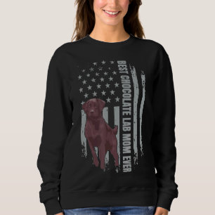 Sweatshirt Chocolat Lab Maman American Flag Brown Labrador Re