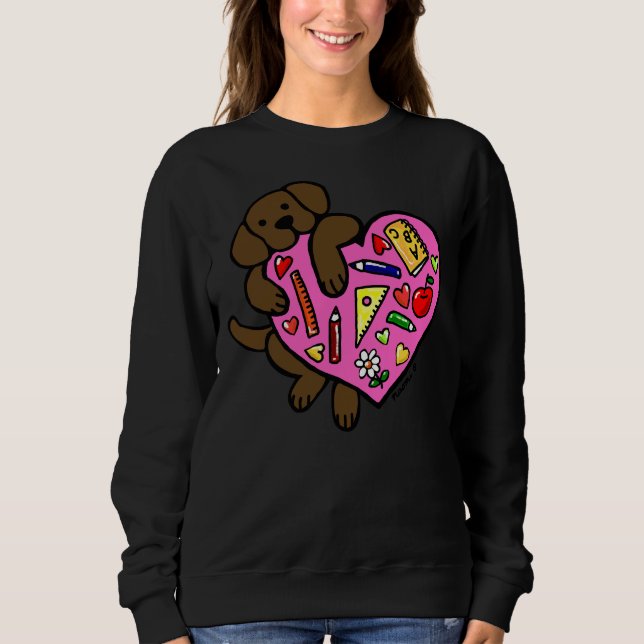 Sweatshirt Chocolat Labrador Enseignant Coeur S (Devant)