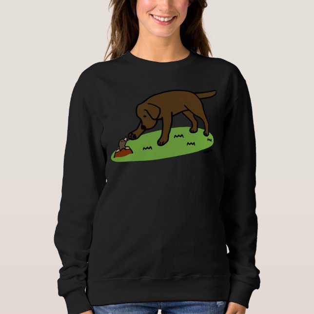 Sweatshirt Chocolat Labrador Et Mole Friend (Devant)