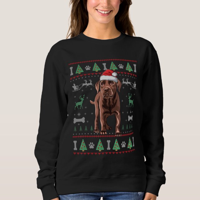 Sweatshirt Chocolat Labrador laide de Noël doux chiot faire (Devant)