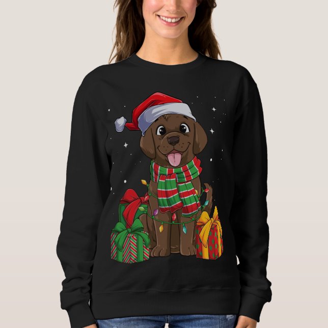 Sweatshirt Chocolat Labrador Retriever Noël Noël Laboratoire  (Devant)