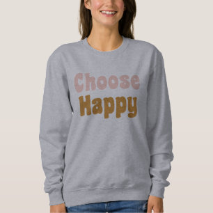 Sweatshirt Choisir Joyeuse Lettres rétro en Blush et Mustard