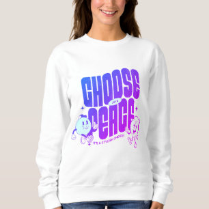 Sweatshirt Choisissez Joy & Peace Cute Inspirational Blue Pur