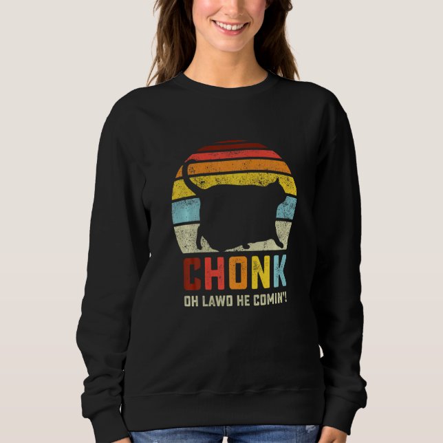 Sweatshirt Chonk Chat Échelle Mème Drôle Retro Style Chat Vin (Devant)